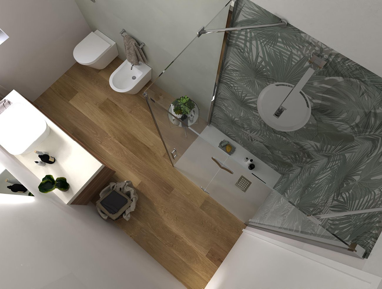Bathroom design image in Rectangular shape, created with floor tiles FAPNEST and wall tiles MILANO MOOD