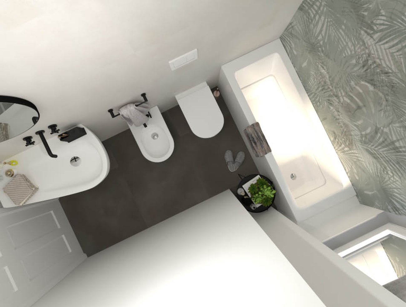 Bathroom design image in Rectangular shape, created with floor tiles MILANO MOOD and wall tiles MILANO MOOD