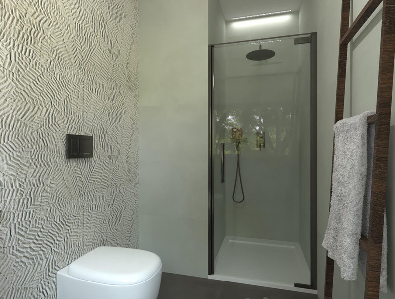 Bathroom design image in Squared shape, created with floor tiles MILANO MOOD and wall tiles BLOOM, MILANO MOOD