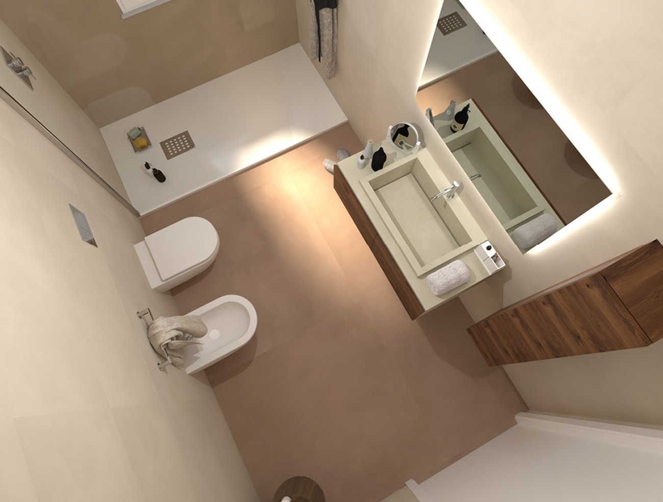 Bathroom design image in Rectangular shape, created with floor tiles MILANO MOOD and wall tiles MILANO MOOD