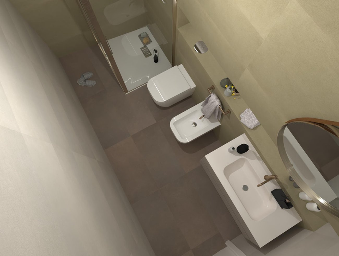 Bathroom design image in Rectangular shape, created with floor tiles SUMMER and wall tiles SUMMER