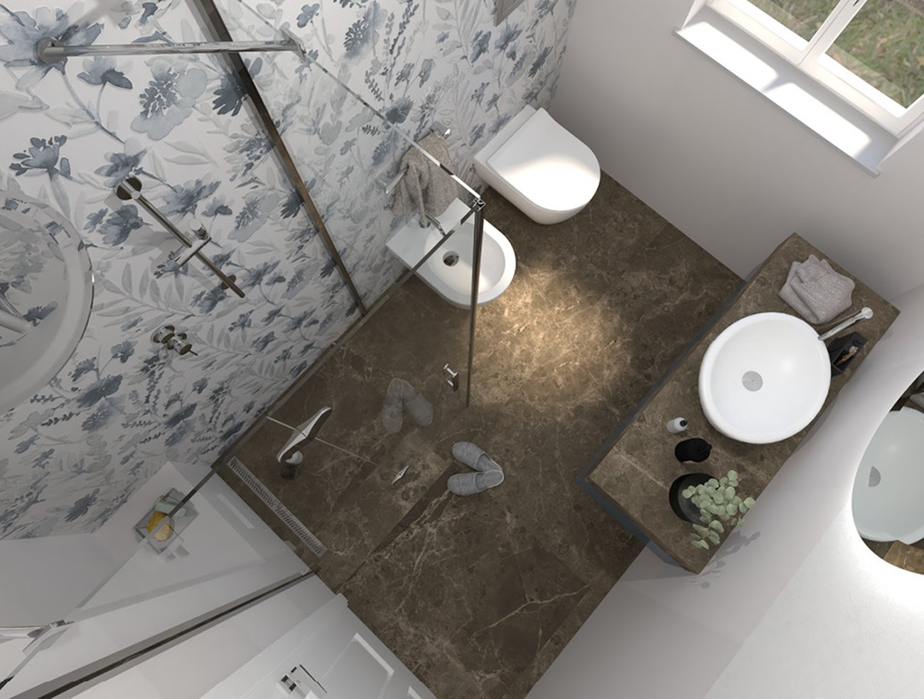 Bathroom design image in Rectangular shape, created with wall tiles MILANO MOOD