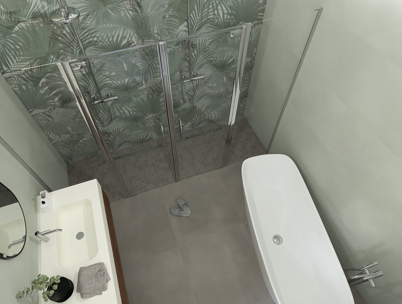 Bathroom design image in Squared shape, created with floor tiles MILANO MOOD and wall tiles MILANO MOOD
