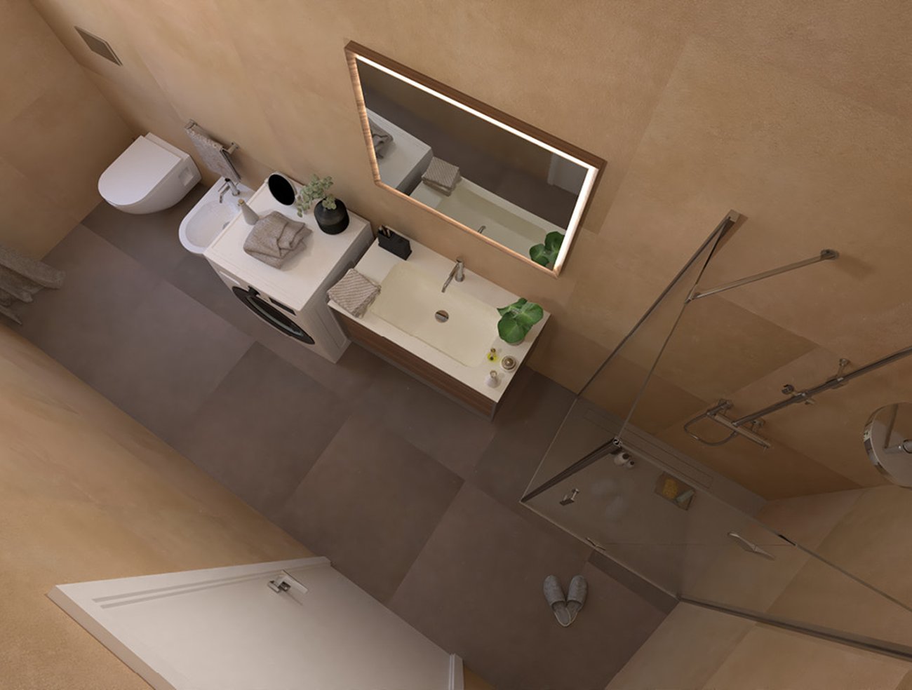 Bathroom design image in Rectangular shape, created with floor tiles SUMMER and wall tiles SUMMER