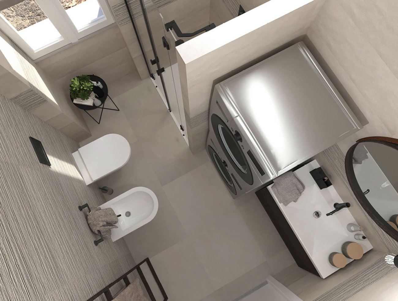 Bathroom design image in Rectangular shape, created with floor tiles SHEER and wall tiles SHEER