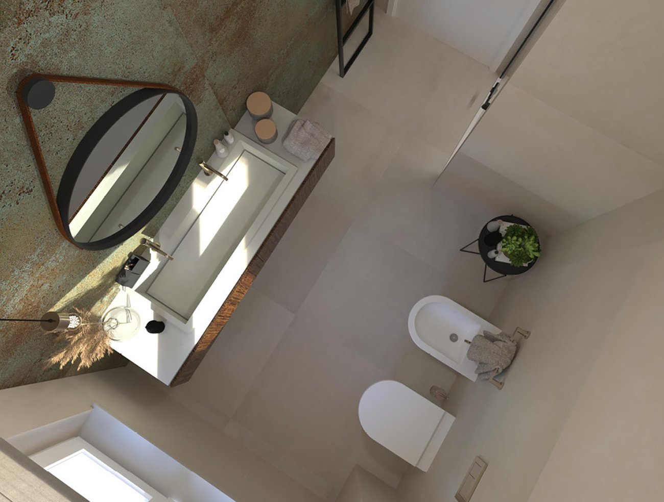 Bathroom design image in Rectangular shape, created with floor tiles SHEER and wall tiles SHEER