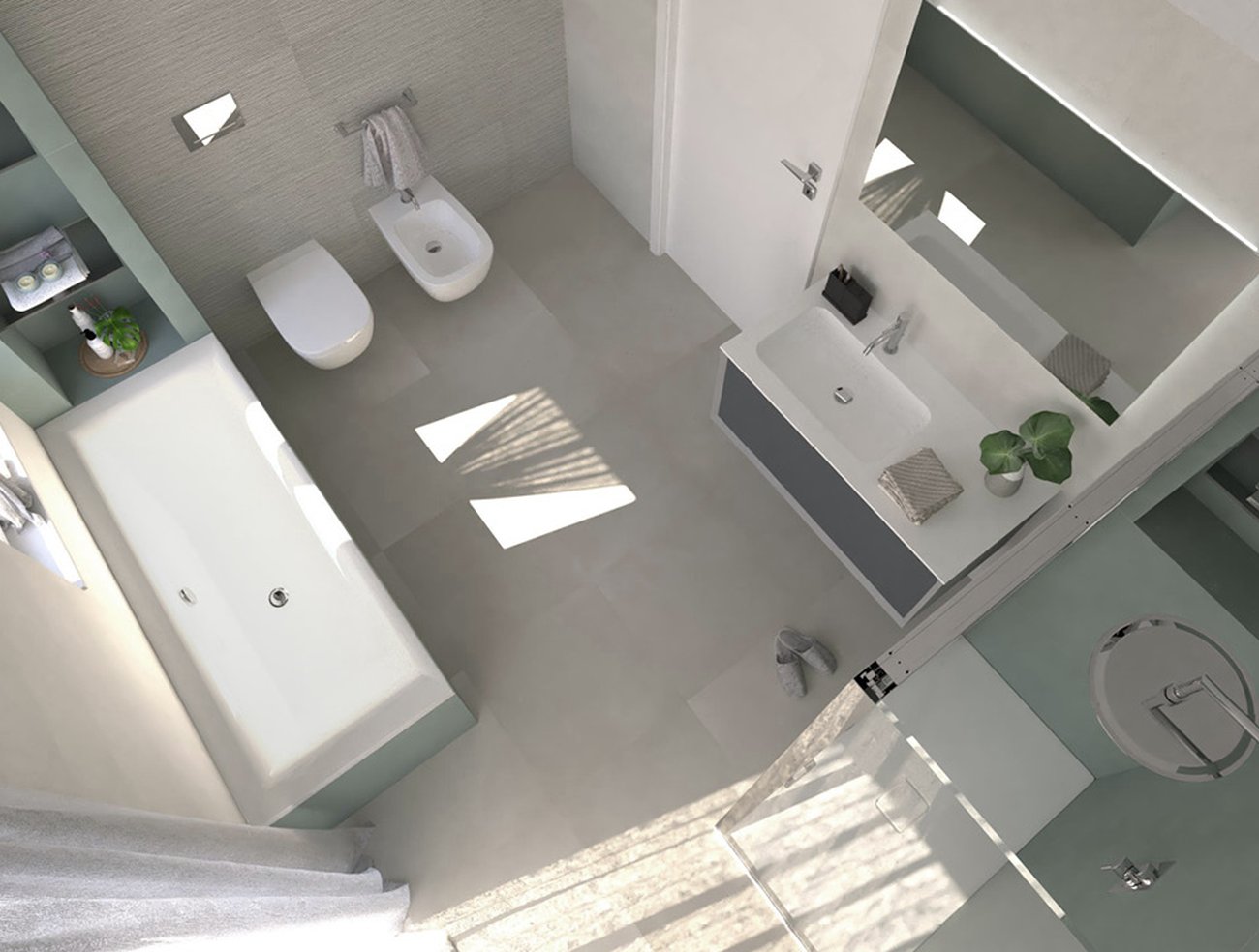 Bathroom design image in Rectangular shape, created with floor tiles COLOR NOW FLOOR and wall tiles COLOR LINE