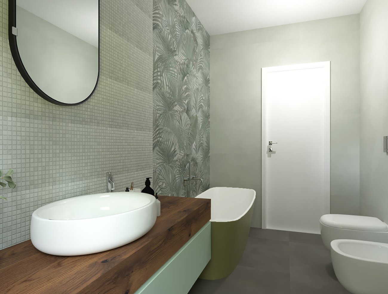 Bathroom design image in Rectangular shape, created with floor tiles MILANO MOOD and wall tiles MILANO MOOD