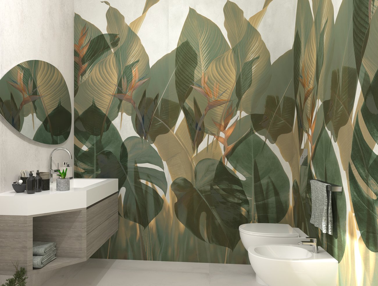 Bathroom design image in Squared shape, created with floor tiles YLICO and wall tiles YLICO