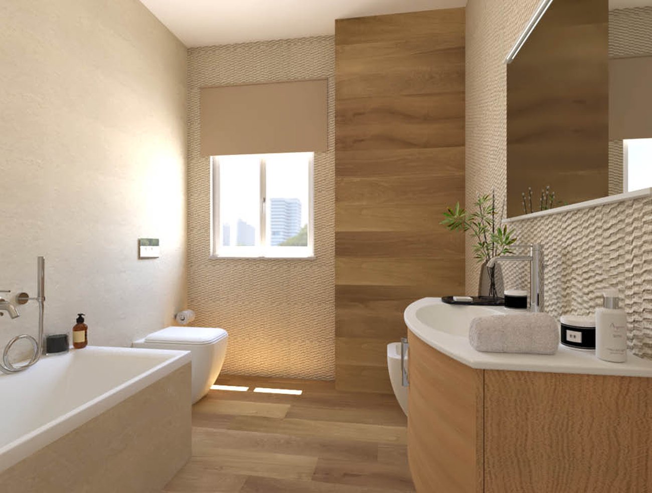 Bathroom design image in Rectangular shape, created with floor tiles FAPNEST and wall tiles LUMINA STONE, FAPNEST