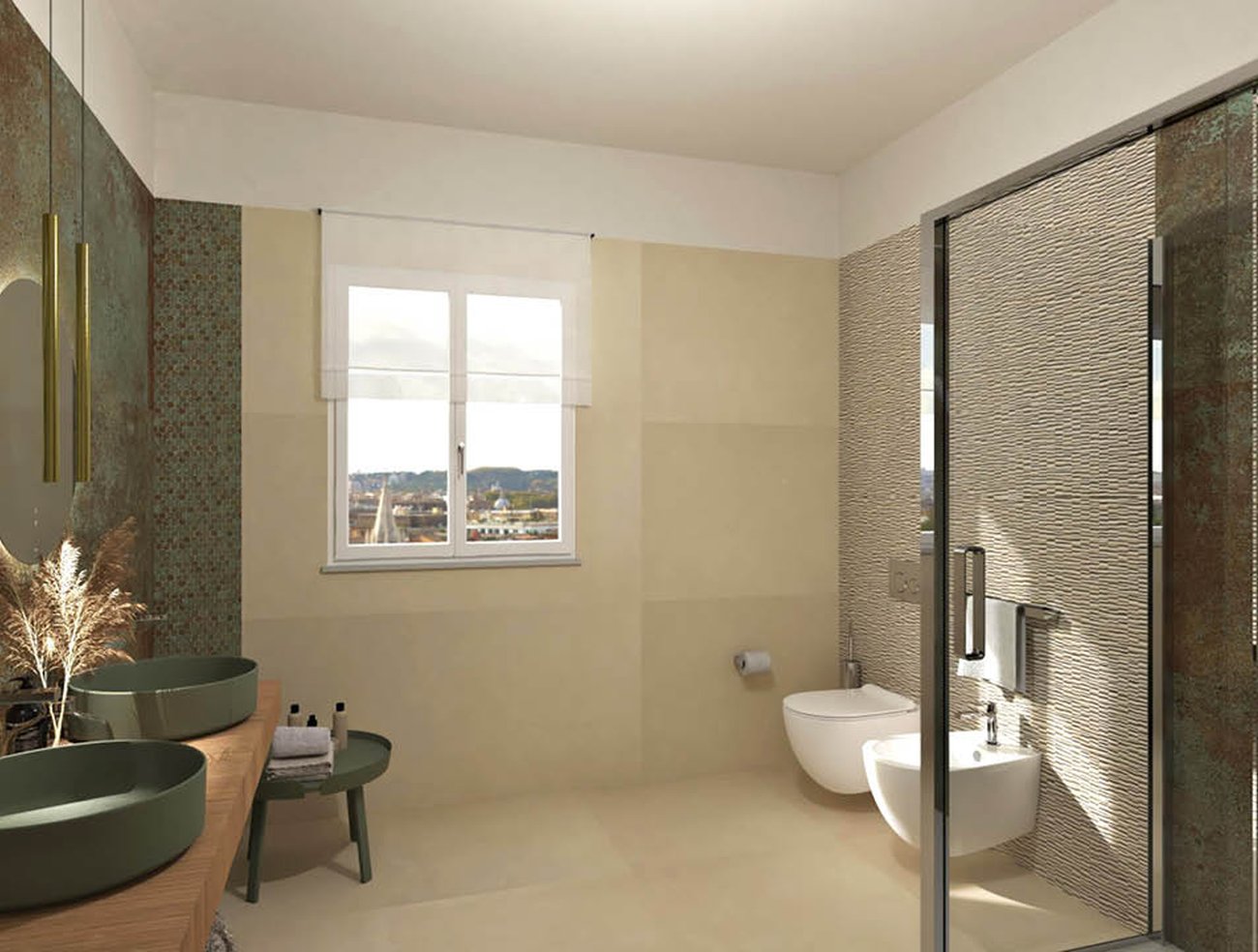 Bathroom design image in Squared shape, created with floor tiles SHEER and wall tiles SHEER