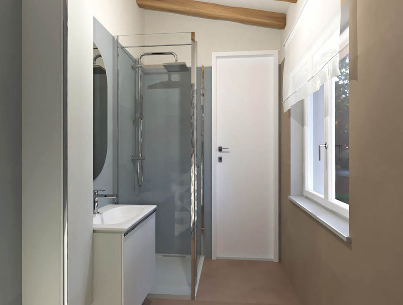 Bathroom design image in Rectangular shape, created with floor tiles MILANO MOOD and wall tiles MILANO MOOD