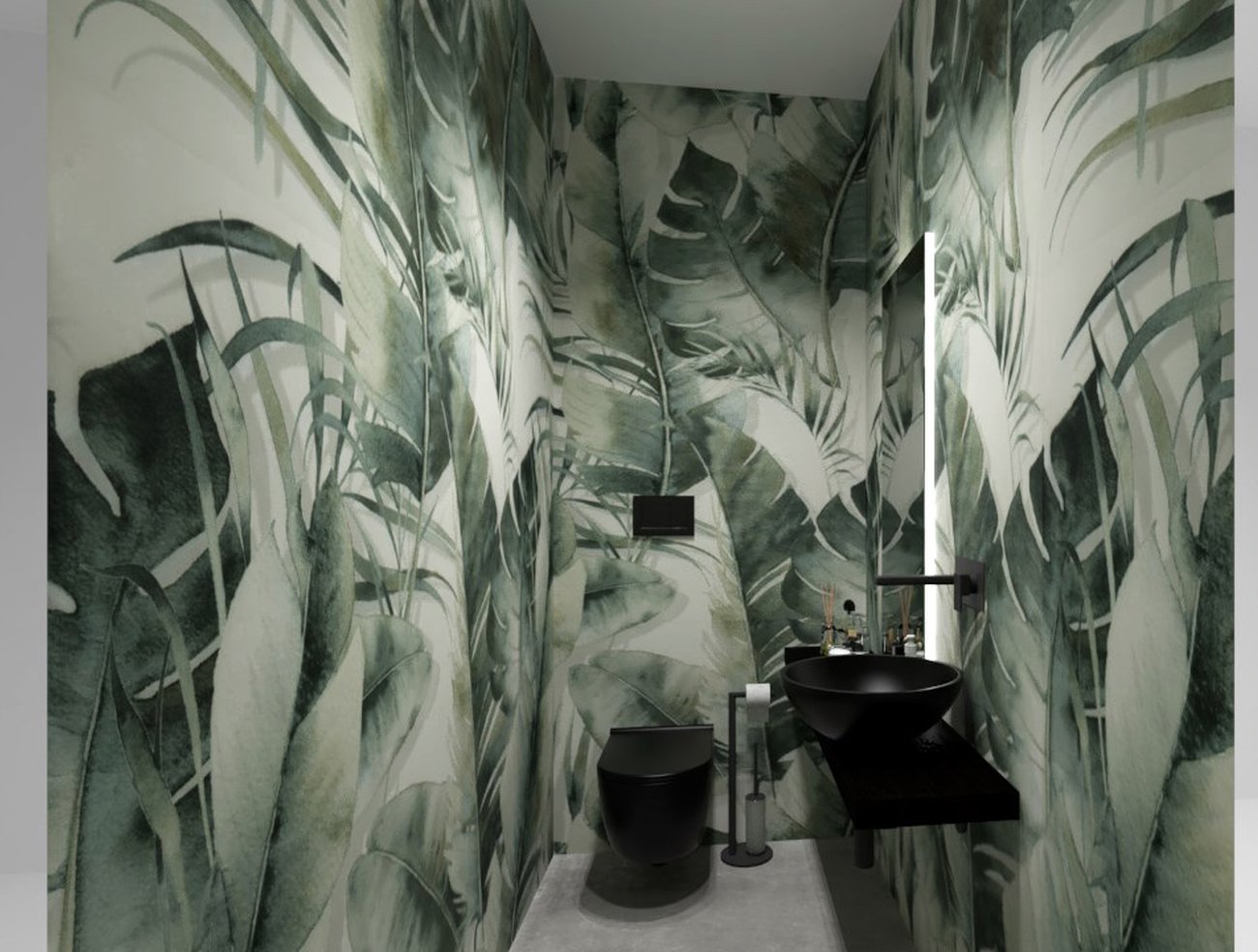 Bathroom design image in Rectangular shape, created with floor tiles MAKU and wall tiles BLOOM