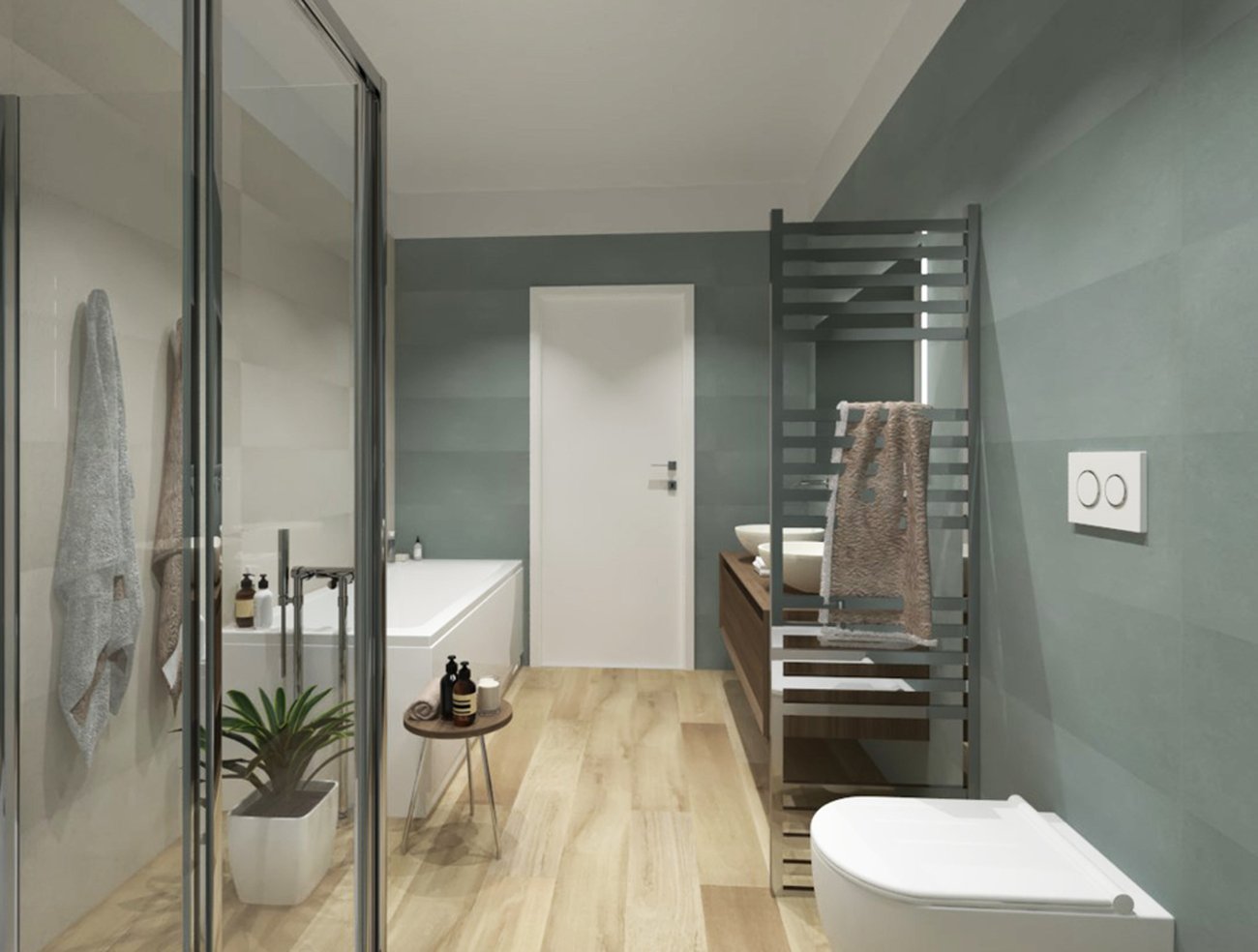 Bathroom design image in Rectangular shape, created with floor tiles FAPNEST and wall tiles SUMMER