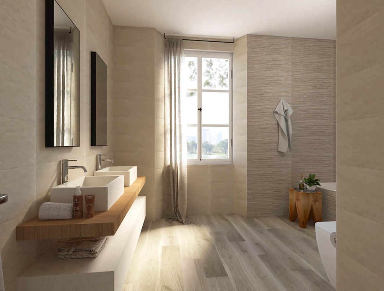 Bathroom design image in Rectangular shape, created with floor tiles MAKU and wall tiles MAKU