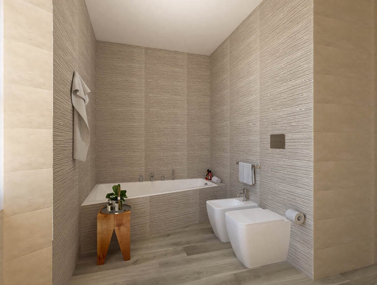 Bathroom design image in Rectangular shape, created with floor tiles MAKU and wall tiles MAKU