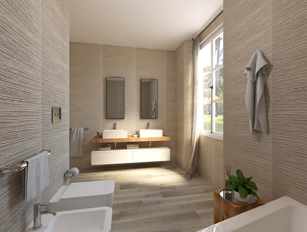 Bathroom design image in Rectangular shape, created with floor tiles MAKU and wall tiles MAKU