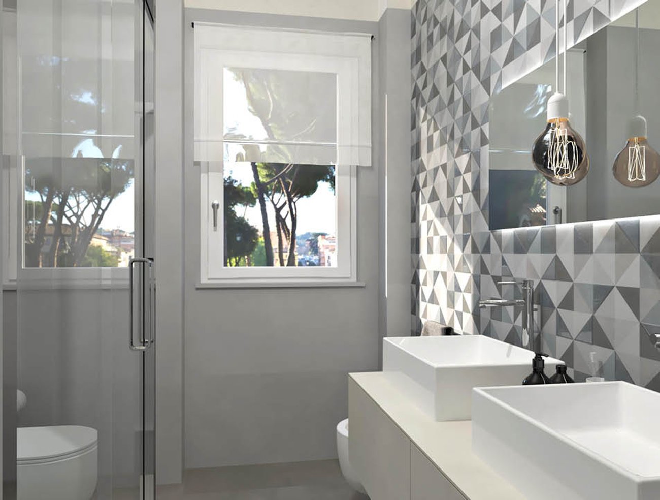 Bathroom design image in Rectangular shape, created with floor tiles MILANO MOOD and wall tiles MILANO MOOD