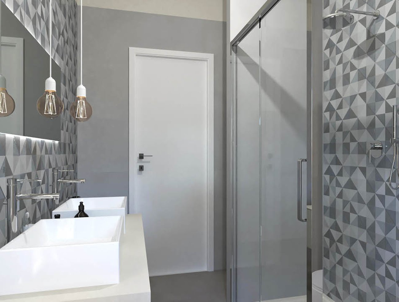 Bathroom design image in Rectangular shape, created with floor tiles MILANO MOOD and wall tiles MILANO MOOD
