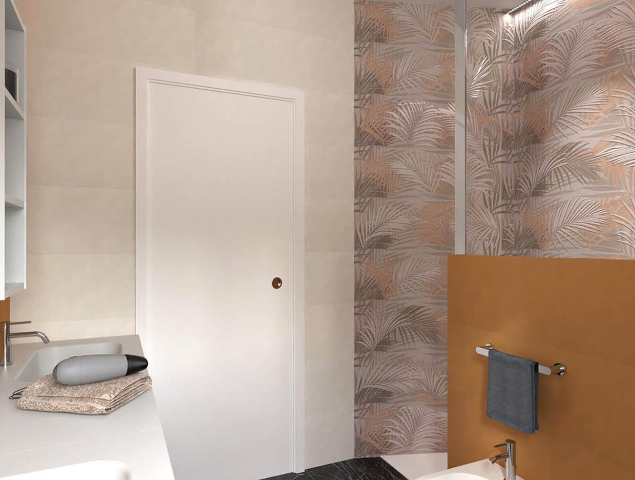 Bathroom design image in Squared shape, created with floor tiles ROMA DIAMOND and wall tiles DECO&MORE