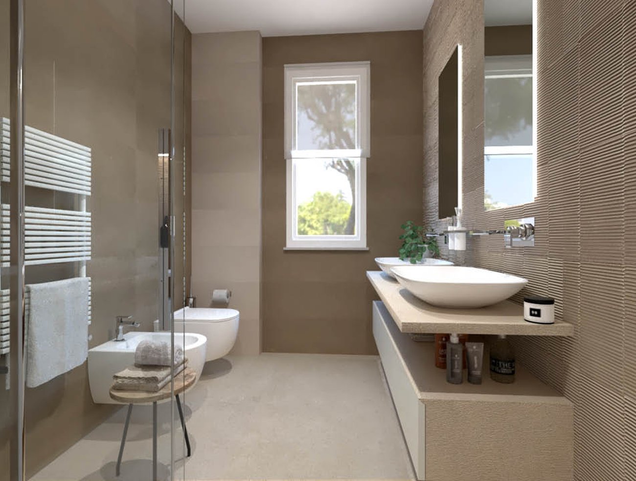 Bathroom design image in Rectangular shape, created with floor tiles SUMMER and wall tiles SUMMER