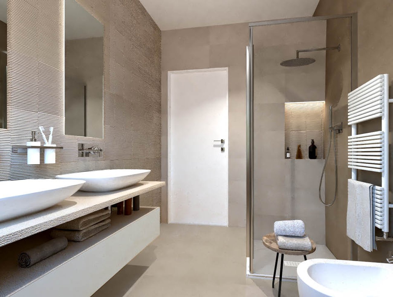 Bathroom design image in Rectangular shape, created with floor tiles SUMMER and wall tiles SUMMER