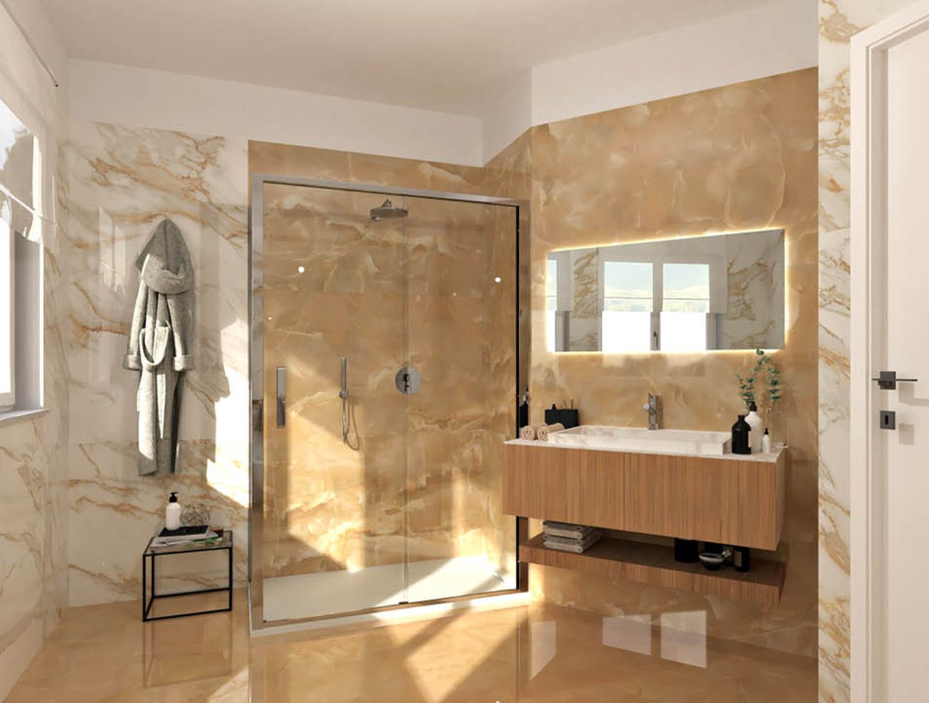Bathroom design image in Rectangular shape, created with floor tiles ROMA GOLD