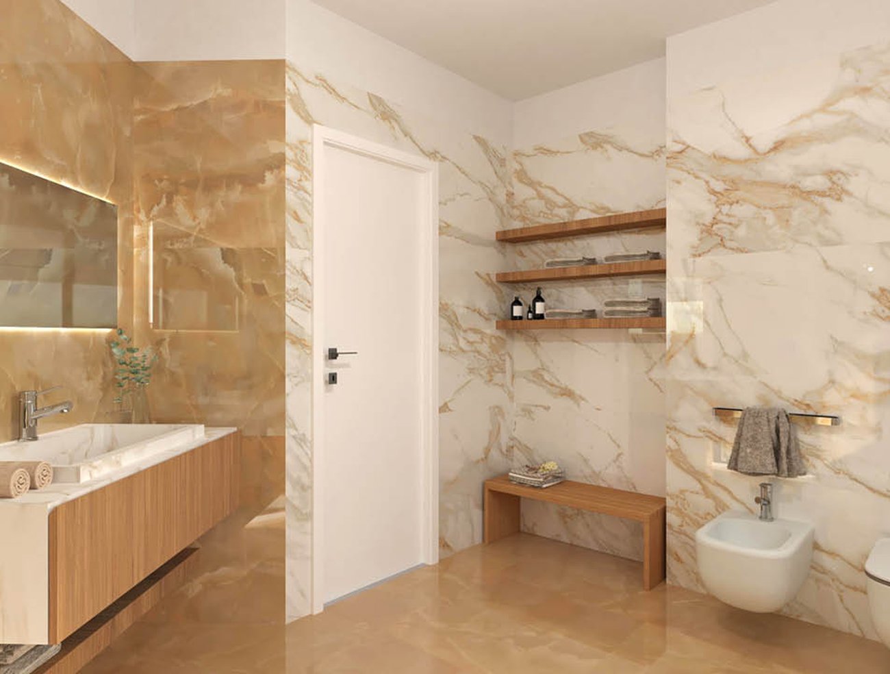 Bathroom design image in Rectangular shape, created with floor tiles ROMA GOLD
