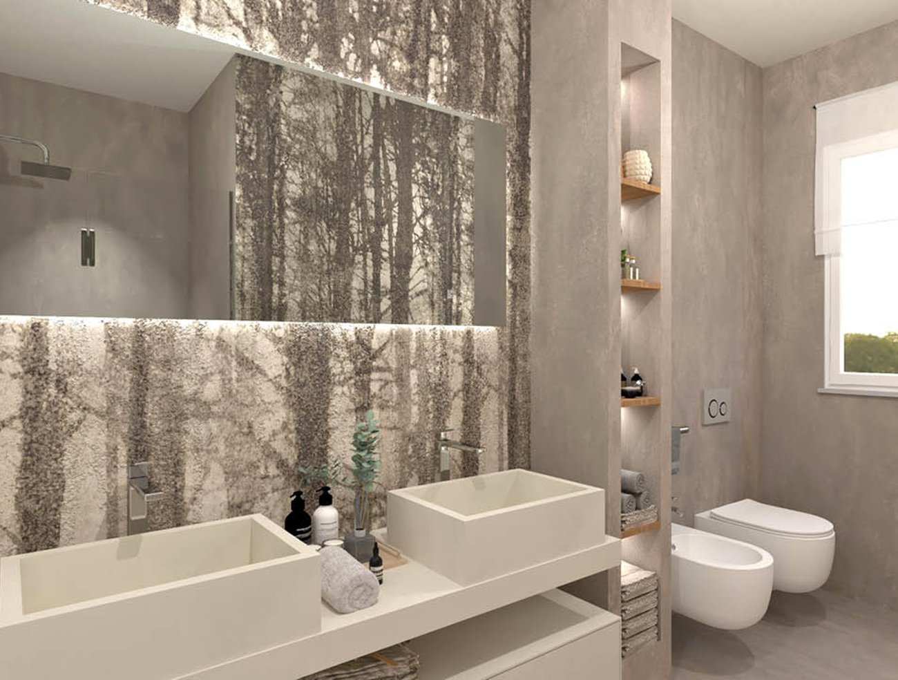 Bathroom design image in Rectangular shape, created with wall tiles YLICO