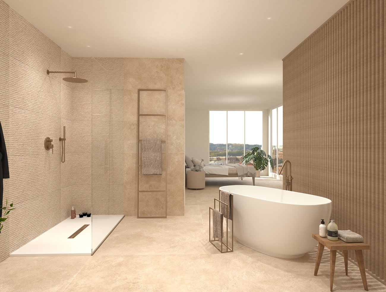 Bathroom design image in Squared shape, created with floor tiles NOBU and wall tiles NOBU