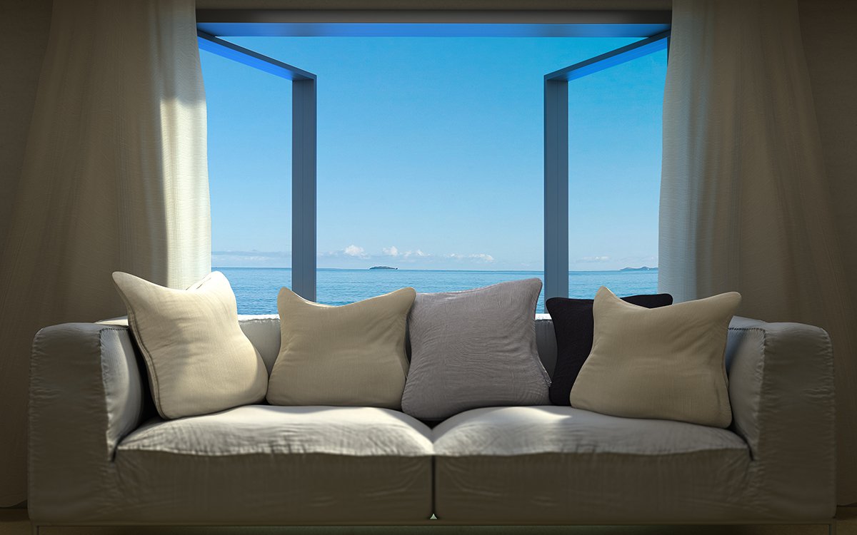 Island Bath: how to furnish a bathroom that looks onto the sea...