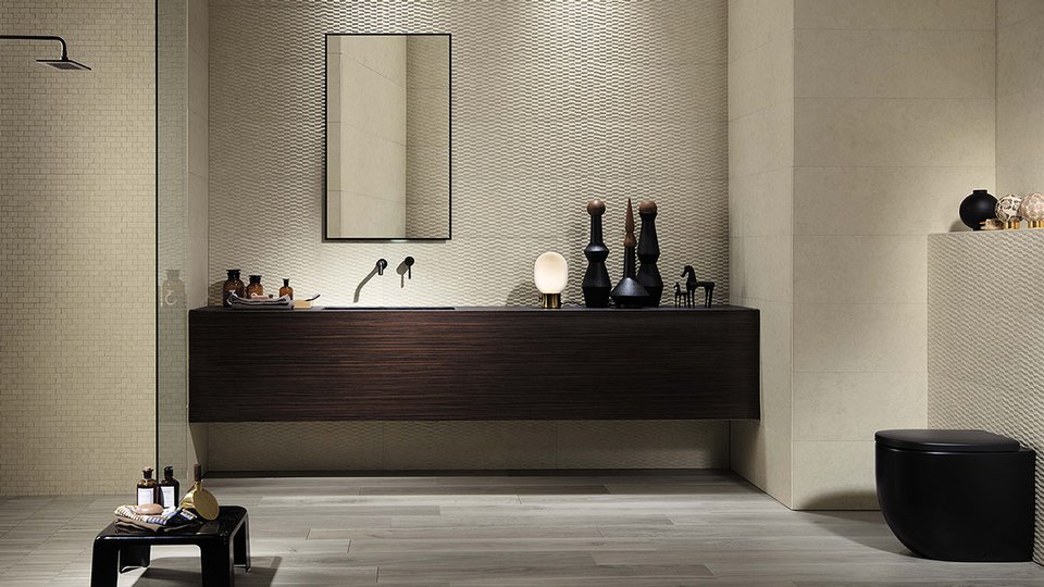 Stoneware and white-body bathroom tiles