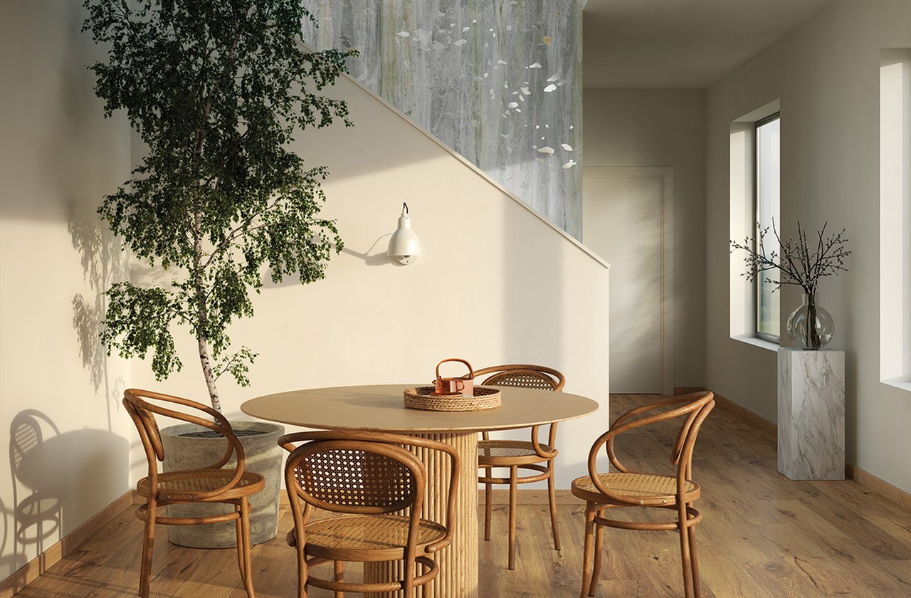 Image d'ambiance Maison, réalisée avec des carreaux de la collection : ROOTS – Beige ROOTS