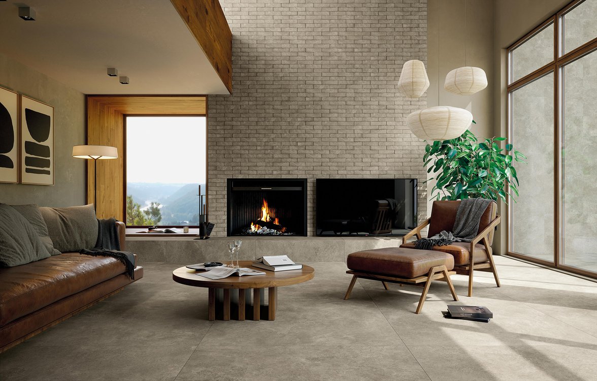 Imagen de ambiente House, realizada con baldosas de la colección: NOBU – GRIS