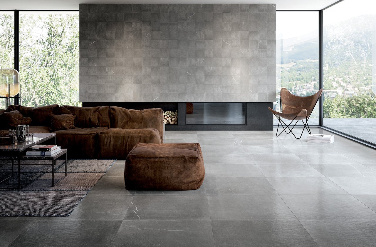 Image d'ambiance Maison, réalisée avec des carreaux de la collection : MAKU – Gris MAKU