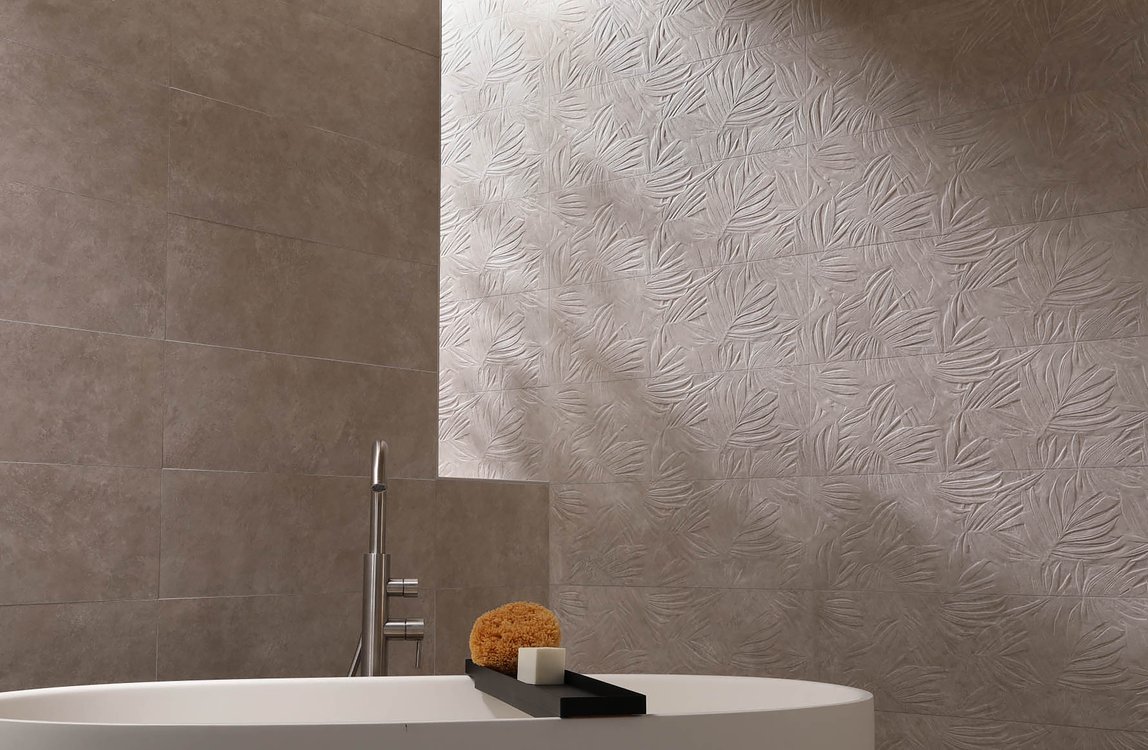 Room view , created with tiles from the collection: NOBU – Grey