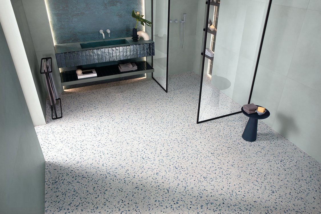 Imagen de ambiente , realizada con baldosas de la colección: GLIM – Azzurro