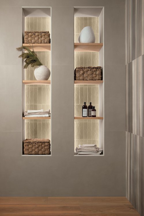 Imagen de ambiente , realizada con baldosas de la colección: GLIM – BEIGE