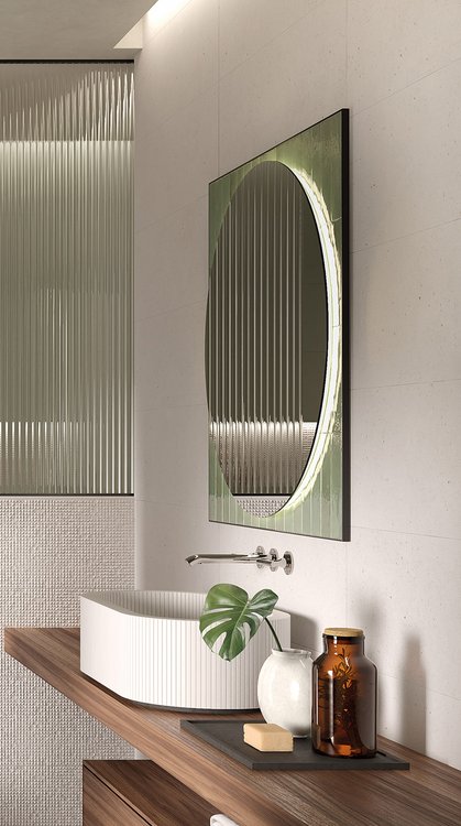 Room view , created with tiles from the collection: MATERIA PURA wall tiles 30,5x91,5 – White