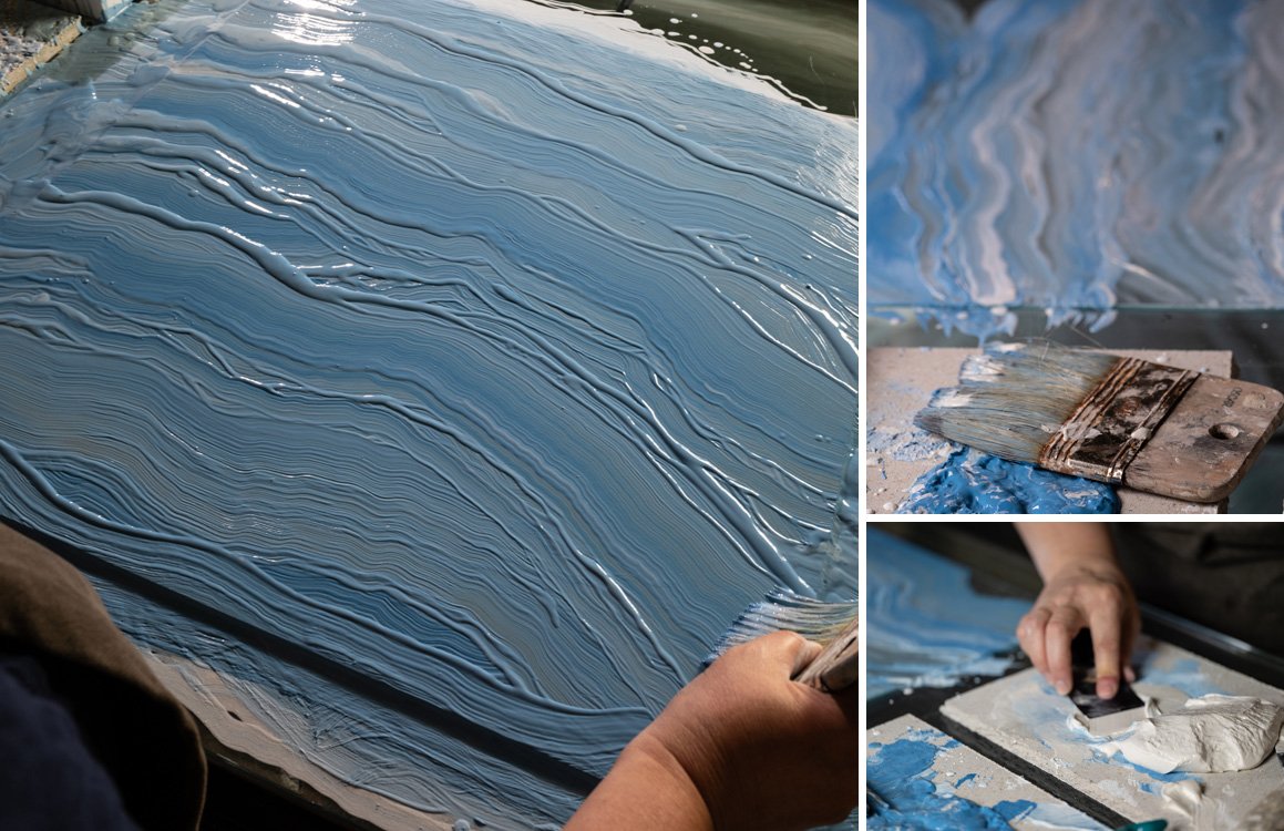 Imagen de ambiente , realizada con baldosas de la colección: MATERIA – Azzurro