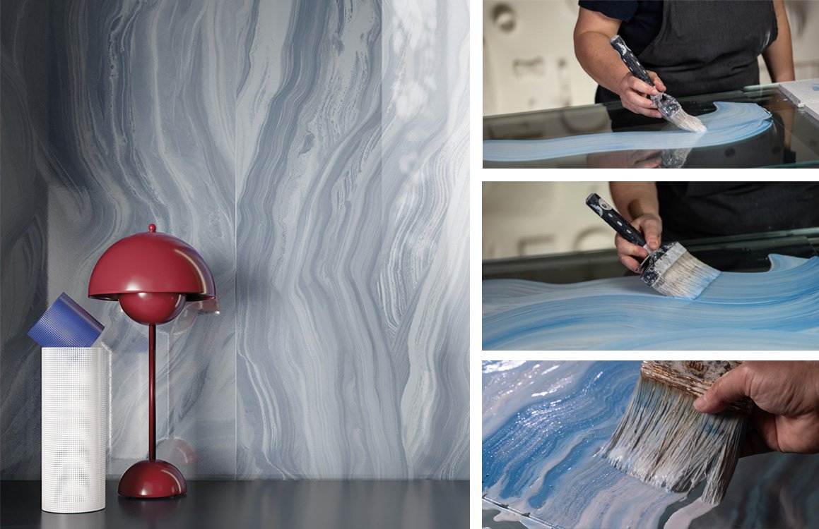 Imagen de ambiente , realizada con baldosas de la colección: MATERIA – Azzurro