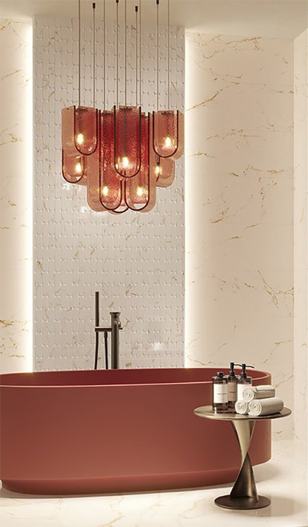 Room view , created with tiles from the collection: OLTRE IL MARMO – White