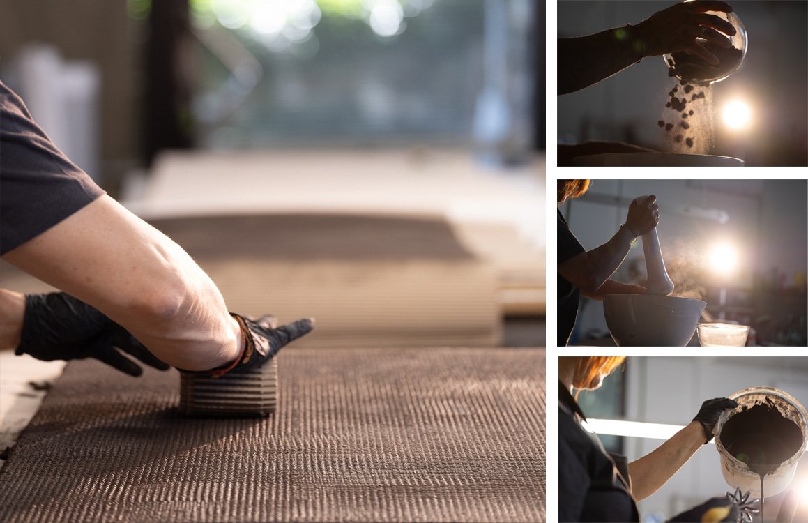 Room view , created with tiles from the collection: MATERIA PURA – White, Beige, Grey, Brown