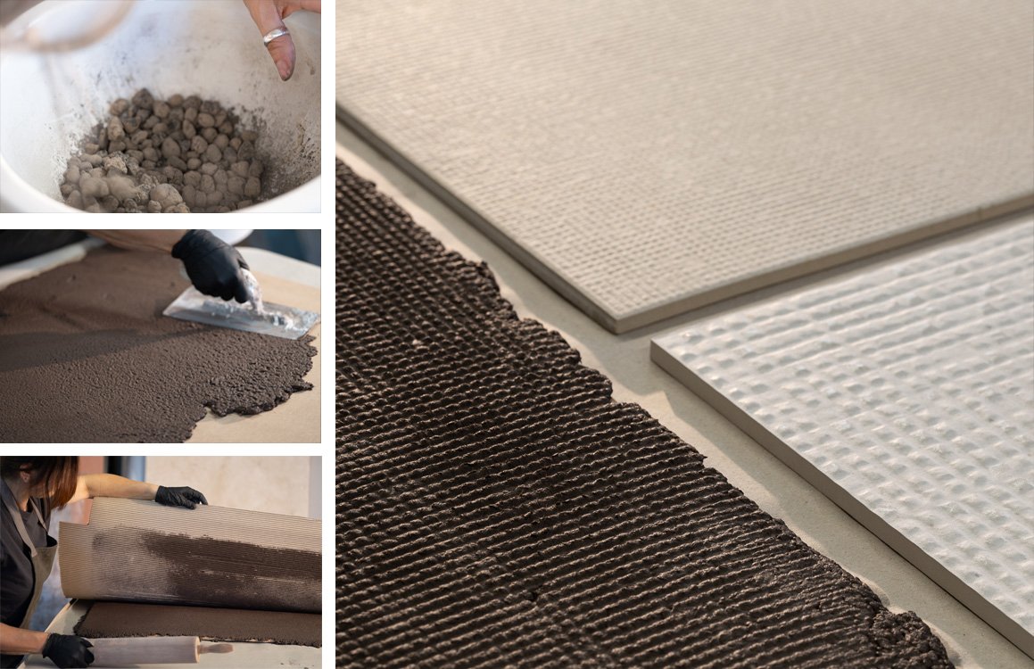 Imagen de ambiente , realizada con baldosas de la colección: MATERIA – BLANCO, BEIGE, GRIS, BROWN