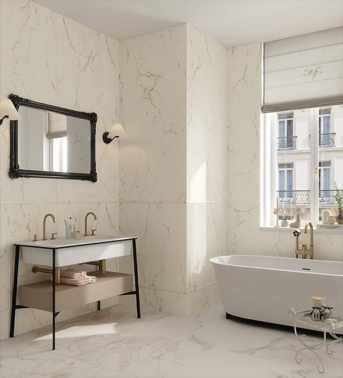 Room view Bathroom, created with tiles from the collection: OLTRE IL MARMO – White