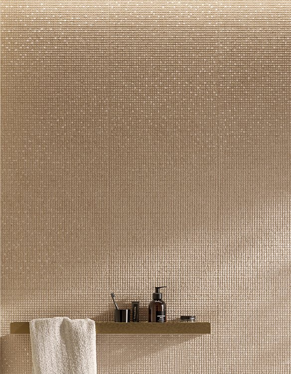 Room view , created with tiles from the collection: MATERIA PURA wall tiles 50x120 – Beige