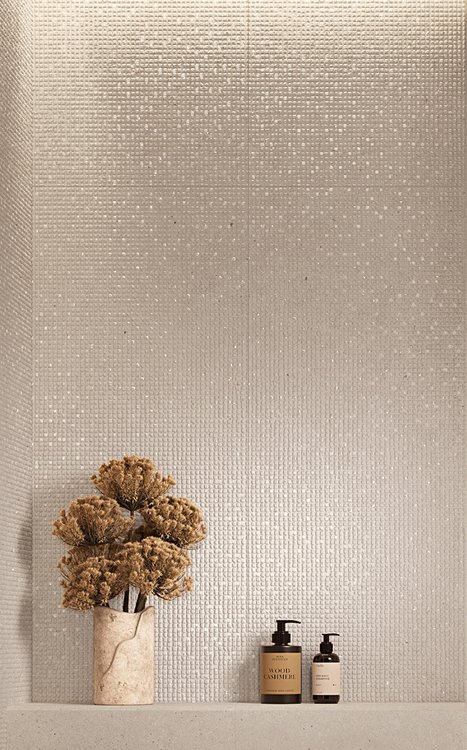 Room view , created with tiles from the collection: MATERIA PURA wall tiles 50x120 – White