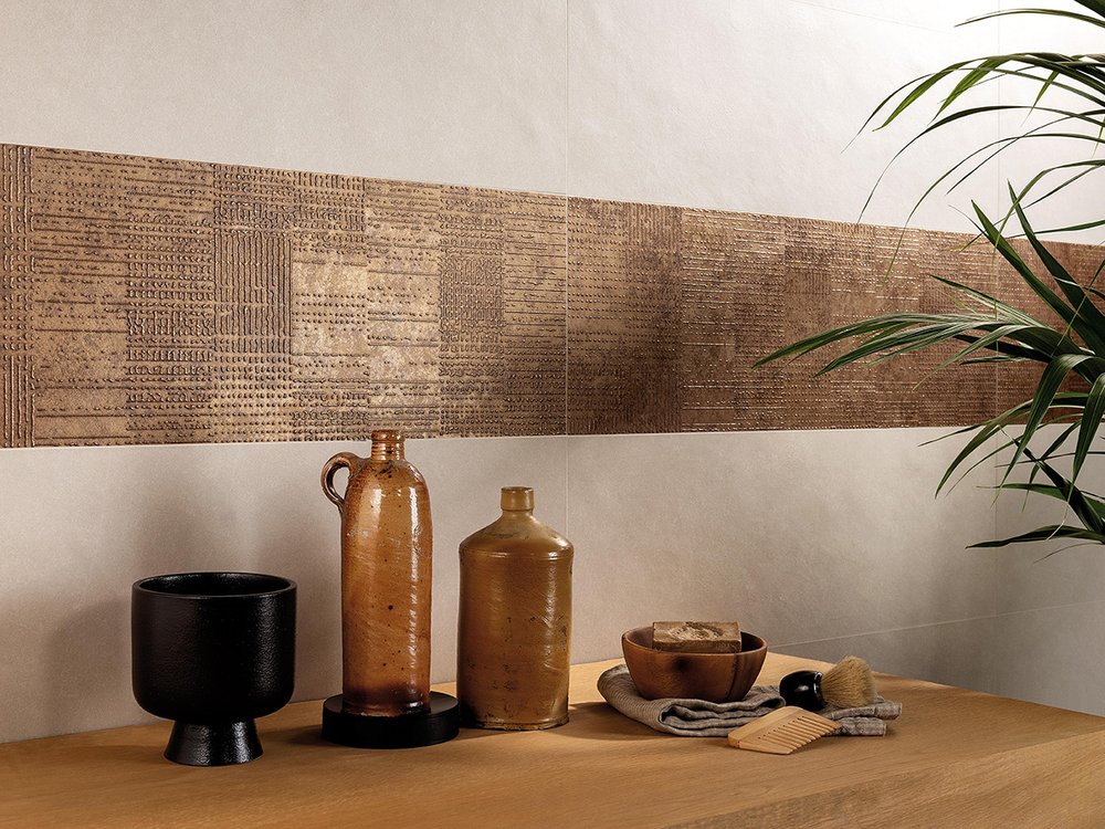 Room view , created with tiles from the collection: SHEER – Brown