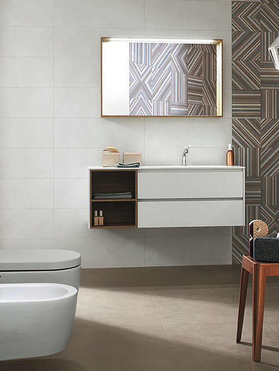 Room view , created with tiles from the collection: COLOR LINE – White, Blue, Brown