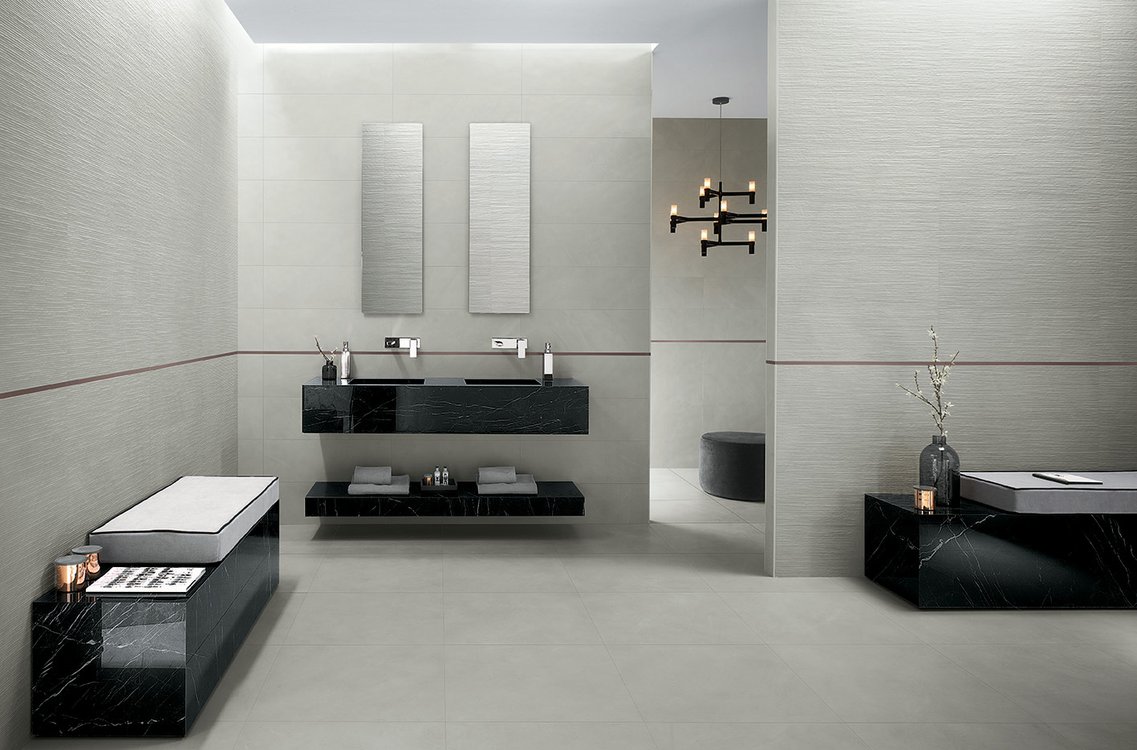 Room view Bathroom, created with tiles from the collection: COLOR LINE – Grey